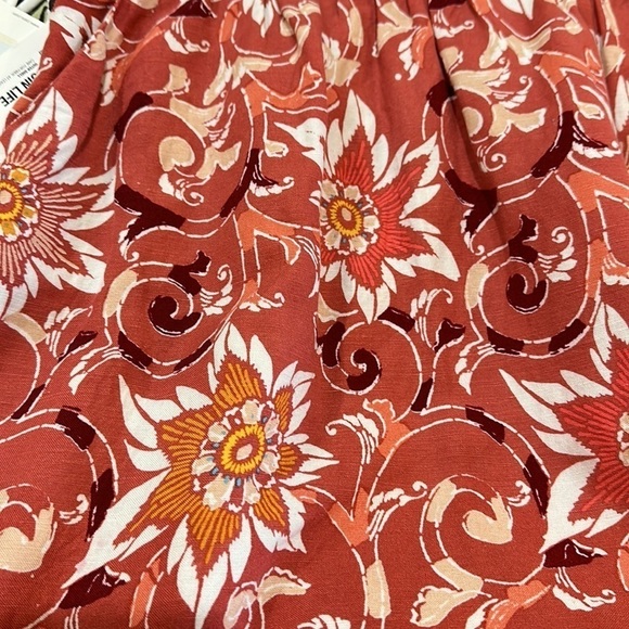 NEW LOFT coral floral print | Linen blend skirt with pockets Sz M - Picture 9 of 11
